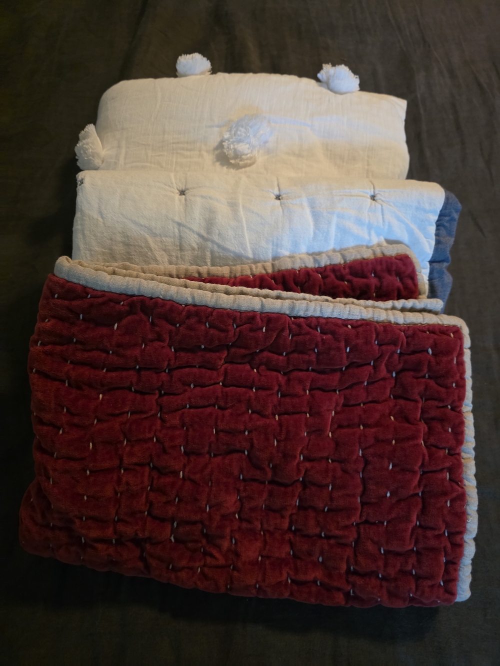 Plush Quilted Velvet Cream Pilow Sheets
